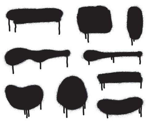 Set of graffiti Spray painted lines and Drips Black ink splatters isolated on white background. vector illustration.