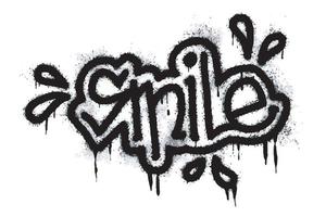 graffiti smile word sprayed in black over white vector