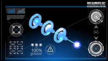 Sky-fi digital hi-tech collection in HUD style. Magic circle teleport podium. GUI, UI virtual reality projector. vector