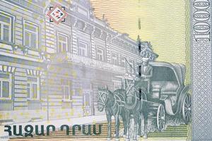 Old Yerevan city scene from Armenian money photo