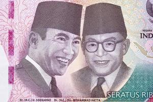 sukarno y hatta un retratos desde indonesio dinero foto