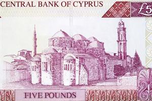 Peristerona church and mosque from Cypriot money photo