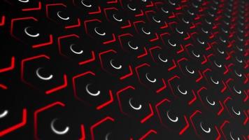 Black, red and white repeating pattern animation with hexagons and circles. Full HD and looping animation video