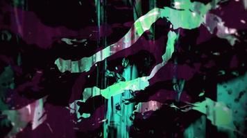 Dark purple and green abstract liquid motion grunge style background animation. video