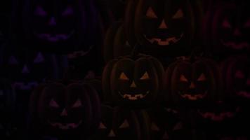 unheimlich dunkel multi farbig Halloween Kürbisse Bewegung Hintergrund Animation. teuflisch, bedrohlich Kürbisse mit flammend Augen. voll hd und ein nahtlos Schleife. video