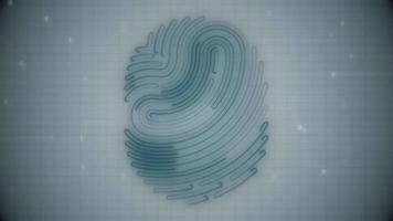 Digital biometrisch Fingerabdruck Scan Hintergrund mit binär Code Einsen und Nullen. voll hd und Schleifen Technologie Konzept Hintergrund. video