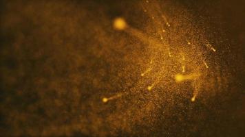 abstrakt Hintergrund mit glühend feurig golden Energie Partikel fließend mögen Meteore gegenüber das Kamera. diese Bewegung Hintergrund Animation ist voll hd und ein nahtlos Schleife. video
