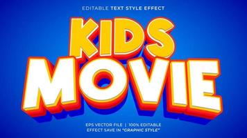 Kids movie 3D editable text effect template vector