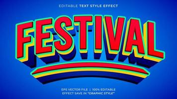 festival 3d editable texto efecto modelo vector