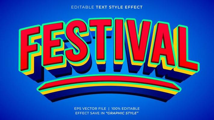 Festival 3D editable text effect template