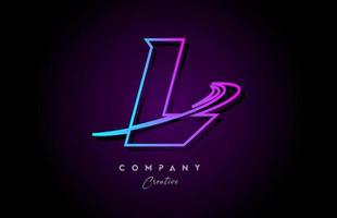 blue and pink alphabet L letter logo icon design with swoosh. Creative template for company and business vector