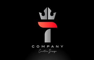 orange T alphabet letter logo icon design with king crown. Creative template for company vector