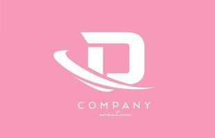 pink white D alphabet letter logo icon with swoosh. Creative template design for business and company vector