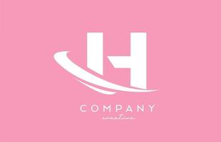 pink white H alphabet letter logo icon with swoosh. Creative template design for business and company vector