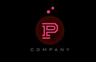 black pink P alphabet letter logo icon with dots and circle. Template design for company and business vector