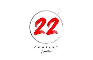 rojo gris 22 número letra logo icono diseño con puntos y círculo. grunge creativo degradado para negocio y empresa vector
