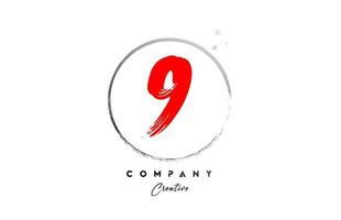 red grey 9 number letter logo icon design with dots and circle. Grunge creative gradient for business and company vector