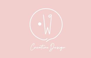 pink white W alphabet letter logo icon design with circle and vintage style. Creative template for company and business vector