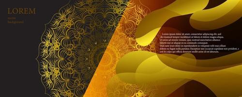 Golden abstract liquid and mandala banner background vector illustration