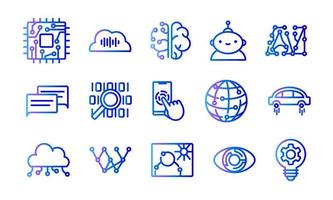 Neural networks icon, artificial intelligence, robot, chat bot. Gradient line pictogram vector