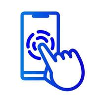 Icon of touching in smartphone. Finger touch screen. Vector gradient interaction icon.