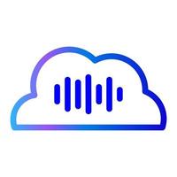 AI cloud music technology. Digitl line icon. Vector vocal remover logo. Arteficial intelligence equalizer bot