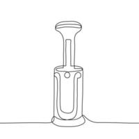 Automatic spray disinfection. A mobile robot for cleaning air and space by means of interval spraying of a disinfectant. One continuous line drawing of a new generation disinfector vector