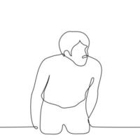 man crouched slightly and peeps - one line drawing vector. concept peep and eavesdrop vector