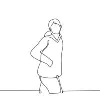 man turned around - one line drawing. concept get distracted leaving, call someone vector