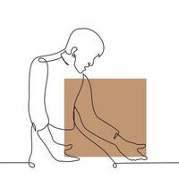 man carries a heavy big box - one line drawing vector. the concept of relocation, delivery, loader vector
