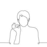 man showing OK gesture - one line drawing vector. concept approval, positive evaluation, promise vector