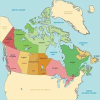 detallado país mapa de Canadá y rodeando fronteras vector