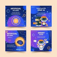 Social Media Post Collection with Chatbot AI Concept vector