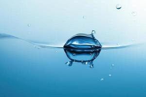 water drop micro on blue background photo