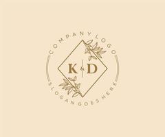 initial KD letters Beautiful floral feminine editable premade monoline logo suitable for spa salon skin hair beauty boutique and cosmetic company. vector