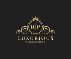 Initial RP Letter Royal Luxury Logo template in vector art for Restaurant, Royalty, Boutique, Cafe, Hotel, Heraldic, Jewelry, Fashion and other vector illustration.