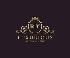 Initial RY Letter Royal Luxury Logo template in vector art for Restaurant, Royalty, Boutique, Cafe, Hotel, Heraldic, Jewelry, Fashion and other vector illustration.