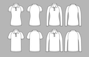 White Outline Polo Mock Up vector