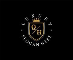 Initial QH Letter Royal Luxury Logo template in vector art for Restaurant, Royalty, Boutique, Cafe, Hotel, Heraldic, Jewelry, Fashion and other vector illustration.