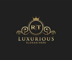 Initial RT Letter Royal Luxury Logo template in vector art for Restaurant, Royalty, Boutique, Cafe, Hotel, Heraldic, Jewelry, Fashion and other vector illustration.