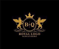 Initial BQ Letter Lion Royal Luxury Heraldic,Crest Logo template in vector art for Restaurant, Royalty, Boutique, Cafe, Hotel, Heraldic, Jewelry, Fashion and other vector illustration.