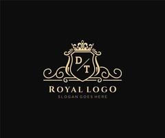 Initial DT Letter Luxurious Brand Logo Template, for Restaurant, Royalty, Boutique, Cafe, Hotel, Heraldic, Jewelry, Fashion and other vector illustration.