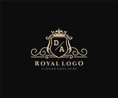 Initial DA Letter Luxurious Brand Logo Template, for Restaurant, Royalty, Boutique, Cafe, Hotel, Heraldic, Jewelry, Fashion and other vector illustration.