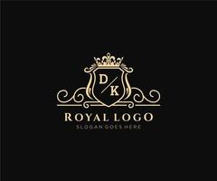 Initial DK Letter Luxurious Brand Logo Template, for Restaurant, Royalty, Boutique, Cafe, Hotel, Heraldic, Jewelry, Fashion and other vector illustration.