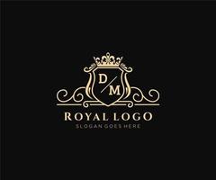 Initial DM Letter Luxurious Brand Logo Template, for Restaurant, Royalty, Boutique, Cafe, Hotel, Heraldic, Jewelry, Fashion and other vector illustration.