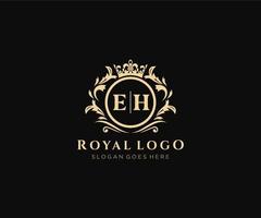 Initial EH Letter Luxurious Brand Logo Template, for Restaurant, Royalty, Boutique, Cafe, Hotel, Heraldic, Jewelry, Fashion and other vector illustration.