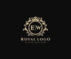 Initial EW Letter Luxurious Brand Logo Template, for Restaurant, Royalty, Boutique, Cafe, Hotel, Heraldic, Jewelry, Fashion and other vector illustration.