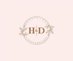 inicial hd letras hermosa floral femenino editable prefabricado monoline logo adecuado para spa salón piel pelo belleza boutique y cosmético compañía. vector