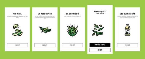 aloe vera nature green care onboarding icons set vector