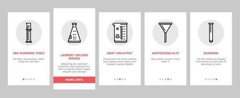 chemical glassware laboratory onboarding icons set vector